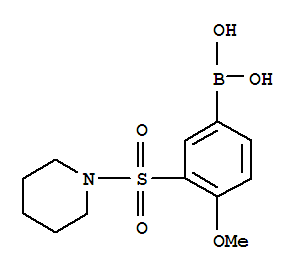 4-甲氧基-3-(哌啶-1-基磺酰)苯基硼酸结构式