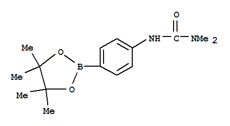 Structure of 4-[(DIMETHYLCARBAMOYL)AMINO]BENZENEBORONIC ACID, PINACOL ESTER 95%4-(3-DIMETHYLUREIDO)BENZENEBORONIC ACID, PINACOL ESTER