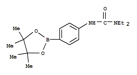 Structure of 4-[(DIETHYLCARBAMOYL)AMINO]BENZENEBORONIC ACID, PINACOL ESTER 98%4-(3-DIETHYLUREIDO)BENZENEBORONIC ACID, PINACOL ESTER