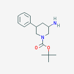 Structure of 1-Piperidinecarboxylic acid, 3-amino-5-phenyl-, 1,1-dimethylethyl ester