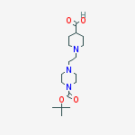 Structure of 1-{2-[4-(tert-Butoxycarbonyl)piperazino]ethyl}-4-piperidinecarboxylic acid