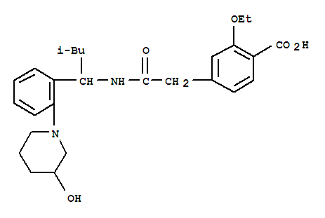2-Ethoxy-4-[2-[[1-[2-(3-hydroxy-1-piperidinyl)phenyl]-3-methylbutyl]amino]-2-oxoethyl]benzoic Acid结构式