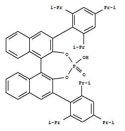 (S)-3,3′-双(2,4,6-三异丙基苯基)-1,1′-二-2-萘酚环一磷酸酯结构式