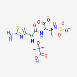 Structure of (2S,3S)-2-({(2Z)-2-(2-amino-1,3-thiazol-4-yl)-2-[(1-carboxy-1-methylethoxy)imino]acetyl}amino)-3-(sulfoamino)butanoic acid