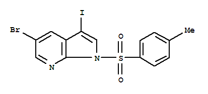 Structure of 1H-Pyrrolo[2,3-b]pyridine, 5-bromo-3-iodo-1-[(4-methylphenyl)sulfonyl]-