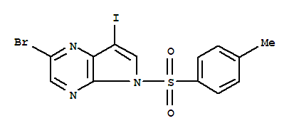 2-溴-7-碘-5-甲苯磺酰基-5H-吡咯并[2,3-B]吡嗪结构式