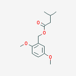 Structure of Butanoic acid, 3-methyl-, (2,5-dimethoxyphenyl)methyl ester