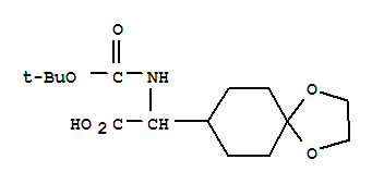N-BOC-氨基-(1,4-二氧氮螺[4.5]葵-8-基)乙酸结构式