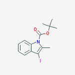 Structure of 3-IODO-2-METHYLINDOLE, N-BOC PROTECTED 98%