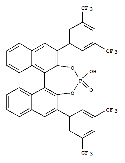 (S)-3,3′-双(3,5-双(三氟甲基)苯基)-1,1′-二-2-萘酚环一磷酸酯结构式