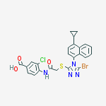 Structure of Benzoic acid, 4-[[2-[[5-bromo-4-(4-cyclopropyl-1-naphthalenyl) -4H-1,2,4-triazol -3-yl]thio]acetyl]amino]-3-chloro-