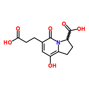 Structure of 6-indolizinepropanoic acid, 3-carboxy-1,2,3,5-tetrahydro-8-hydroxy-5-oxo-