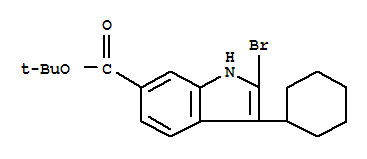 Structure of tert-Butyl2-bromo-3-cyclohexyl-1H-indole-6-carboxylate