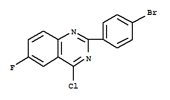 Structure of 2-(4-BROMO-PHENYL)-4-CHLORO-6-FLUORO-QUINAZOLINE