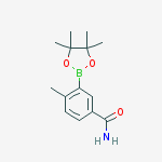 Structure of 4-methyl-3-(4,4,5,5-tetramethyl-1,3,2-dioxaborolan-2-yl)benzamide