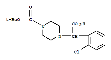 Structure of 4-[CARBOXY-(2-CHLORO-PHENYL)-METHYL]-PIPERAZINE-1-CARBOXYLIC ACID TERT-BUTYL ESTER HYDROCHLORIDE