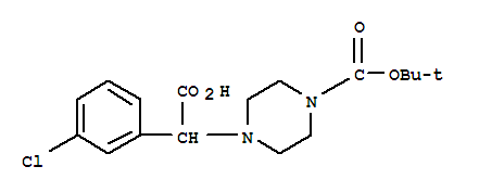 Structure of 4-[CARBOXY-(3-CHLORO-PHENYL)-METHYL]-PIPERAZINE-1-CARBOXYLIC ACID TERT-BUTYL ESTER HYDROCHLORIDE