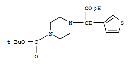 2-(4-BOC-哌嗪基)-2-(3-噻吩基)乙酸结构式