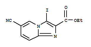 6-Cyano-3-iodo-imidazo[1,2-a]pyridine-2-carboxylic acid ethyl ester结构式
