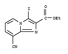 Structure of 8-CYANO-3-IODO-IMIDAZO[1,2-A]PYRIDINE-2-CARBOXYLIC ACID ETHYL ESTER