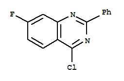 Structure of QUINAZOLINE, 4-CHLORO-7-FLUORO-2-PHENYL-