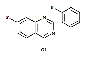 Structure of 4-CHLORO-7-FLUORO-2-(2-FLUORO-PHENYL)-QUINAZOLINE