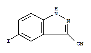 Structure of 3-CYANO-5-IODO (1H)INDAZOLE