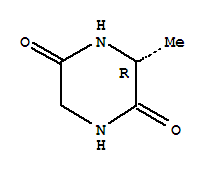 Structure of 2,5-Piperazinedione,3-methyl-, (3R)-