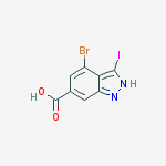 Structure of 4-Bromo-3-iodo-6-(1H)indazole carboxylic acid