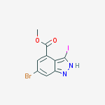 Structure of 6-BROMO-3-IODO-4-(1H)INDAZOLE METHYL CARBOXYLATE