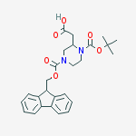 1,4-Piperazinedicarboxylic acid, 2-(carboxymethyl)-, 1-(1,1-dimethylethyl) 4-(9H-fluoren-9-ylmethyl) ester结构式