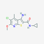 Structure of 3-amino-5-chloro-N-cyclopropyl-6-methoxy-4-methylthieno[2,3-b]pyridine-2-carboxamide