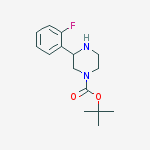 Structure of 1-Piperazinecarboxylic acid, 3-(2-fluorophenyl)-, 1,1-dimethylethyl ester
