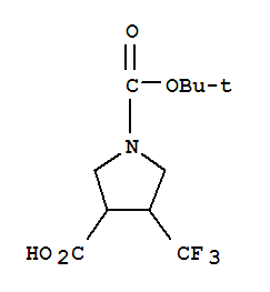 1-(叔丁氧基羰基)-4-(三氟甲基)吡咯烷-3-羧酸结构式