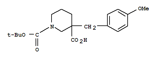 Structure of 1-[(TERT-BUTYL)OXYCARBONYL]-3-(4-METHOXYBENZYL)PIPERIDINE-3-CARBOXYLIC ACID