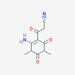 Structure of 3-(2-amino-3,5-dimethyl-4,6-dioxo-cyclohexen-1-yl)-3-oxo-propanenitrile