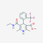 METHYL 1,4-DIHYDRO-4-(2'-TRIFLUOROMETHYL)PHENYL-PYRIDINE-3-CARBOXYLATE-5-ETHYL CARBOXAMIDE结构式