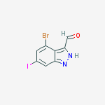 Structure of 4-Bromo-6-iodo-3-(1H)indazole carboxaldehyde