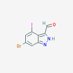 Structure of 6-Bromo-4-iodo-3-(1H)indazole carboxaldehyde