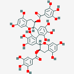 benzoic acid, 3,4,5-trihydroxy-, (4,4',5,5',6,6'-hexahydroxy[1,1'-biphenyl]-2,2'-diyl)bis[(2R,3R)-3,4-dihydro-5,7-dihydroxy-2H-1-benzopyran-2,3-diyl] ester结构式