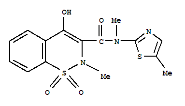 4-Hydroxy-N,2-dimethyl-N-(5-methyl-2-thiazolyl)- 2H-1,2-benzothiazine-3-carboxamide 1,1-Dioxide结构式