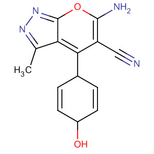 Chemical structure of Pyrano[2,3-c]pyrazole-5-carbonitrile,6-amino-1,4-dihydro-4-(4-hydroxyphenyl)-3-methyl-