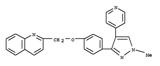 Structure of Quinoline, 2-[[4-[1-methyl-4-(4-pyridinyl)-1H-pyrazol-3-yl]phenoxy]methyl]-