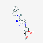 Structure of (1S,2S,4R)-4-(4-((S)-2,3-dihydro-1H-inden-1-ylamino)-7H-pyrrolo[2,3-d]pyrimidin-7-yl)-2-(hydroxymethyl)cyclopentanol