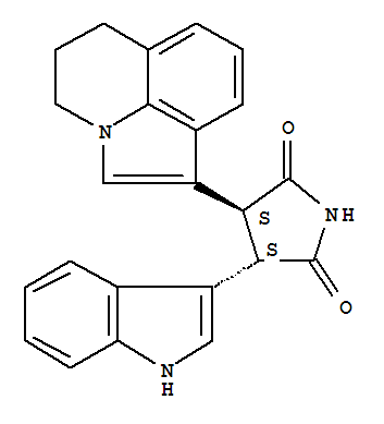 Structure of 2,5-Pyrrolidinedione, 3-(5,6-dihydro-4H-pyrrolo[3,2,1-ij]quinolin-1-yl)-4-(1H-indol-3-yl)-, (3S,4S)-