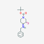 Structure of 2-methyl-2-propanyl (3s,4r)-4-(benzylamino)-3-fluoro-1-piperidine Carboxylate
