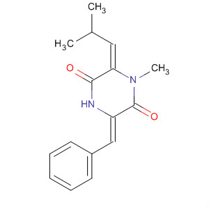 Structure of 2,5-Piperazinedione,1-methyl-6-(2-methylpropylidene)-3-(phenylmethylene)-, (E,Z)-