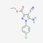 Chemical structure of 5-AMINO-4-CYANO-1-(4-CHLORO-PHENYL)-1H-PYRAZOLE-3-CARBOXYLIC ACID ETHYL ESTER
