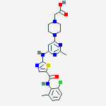 Structure of 4-[6-[[5-[[(2-Chloro-6-methylphenyl)amino]carbonyl]-2-thiazolyl]amino]-2-methyl-4-pyrimidinyl]-1-piperazineacetic Acid