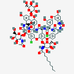Structure of Ristomycin A aglycone, 34-O-2-(acetylamino)-2-deoxy-.beta.-D-glucopyranosyl-22,31-dichloro-7-demethyl-64-O-demethyl-19-deoxy-56-O-2-deoxy-2-(1-oxodecyl)amino-.beta.-D-glucopyranosyl-42-O-.alpha.-D-mannopyranosyl-